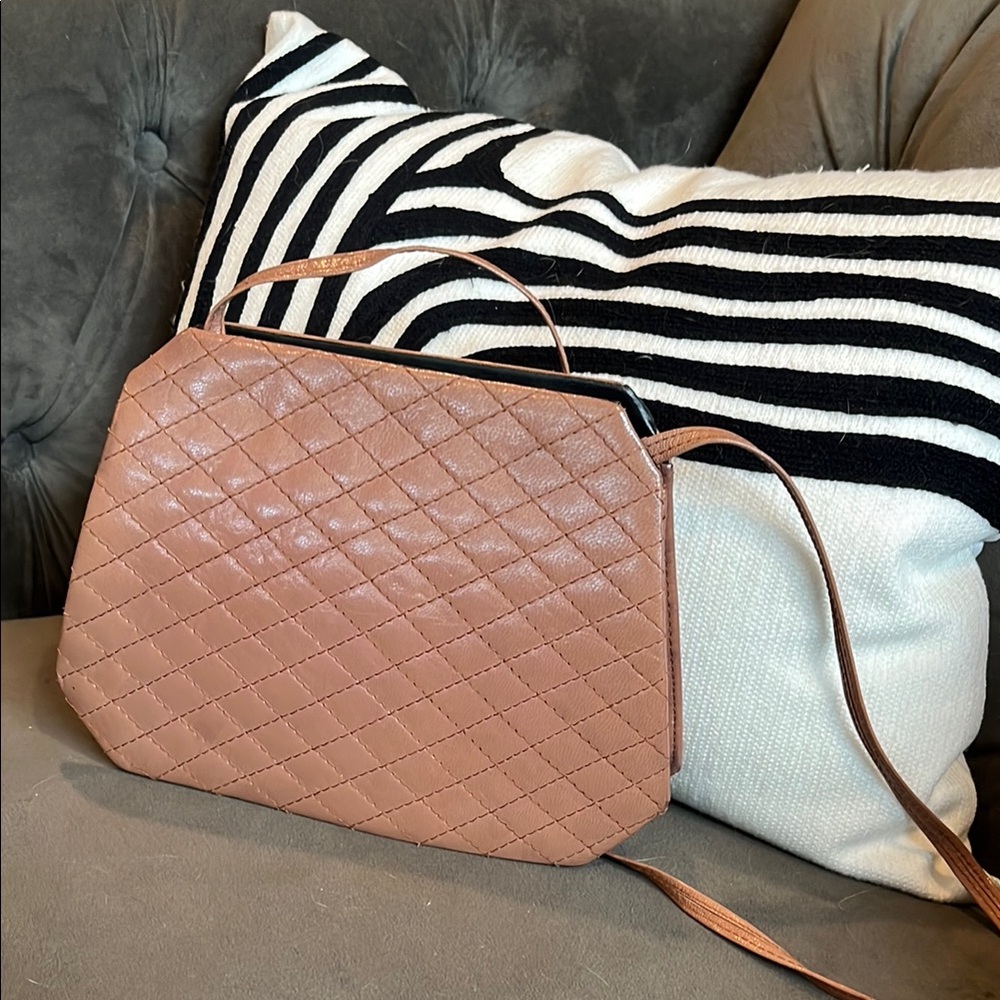 Barbara Bolan Elegant Quilted Tan Handbag made in Italy